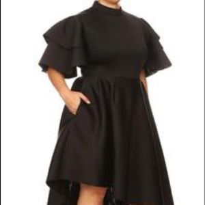 Black Ruffle Sleeve Dress (Plus)